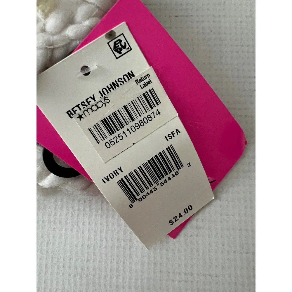 Betsey Johnson Winter Headband‎ Women Ivory Faux Pearl Chunky Knit